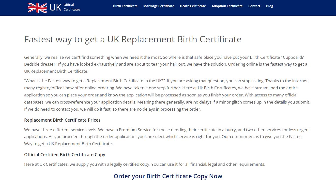 Fastest way to get a UK Replacement Birth Certificate